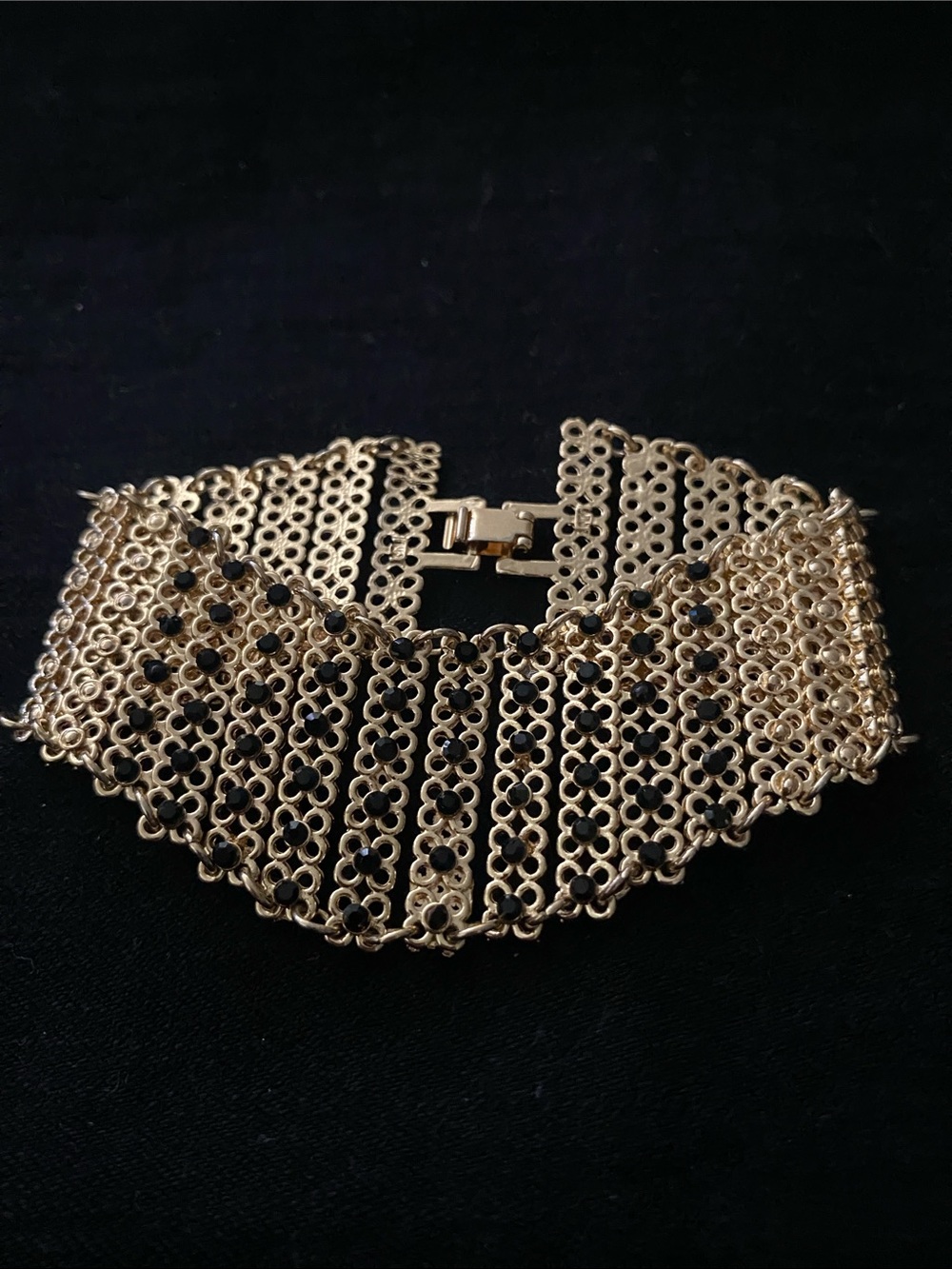 Gold-tone multi-strand mesh chain bracelet